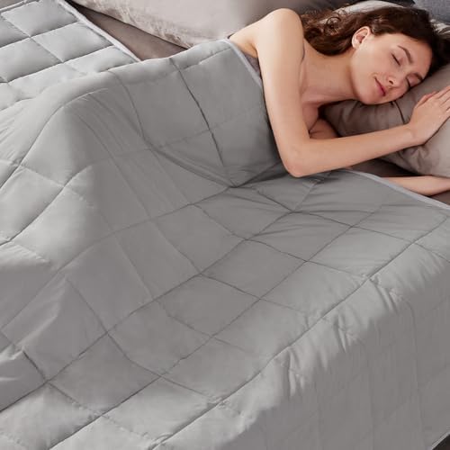 Weighted Blanket Queen Size (60"x80" 20lbs),Ultra Soft and Cozy Cooling Weighted Blanket Queen Size for Adult,Heavy Blanket with Machine Washable Soft Blanket, Stone Grey by anfie