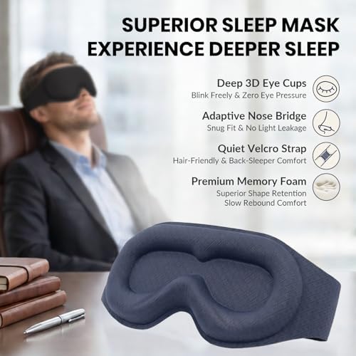 Maximum Blackout Sleep Mask for Deep Sleep, 3D Eye Mask with Spacious Eye Cups, Zero Eye Pressure, Long Eyelash & Lash Extension Friendly, Eye Cover for Travel/Shift Work/Daytime Sleep, Black - Image 2
