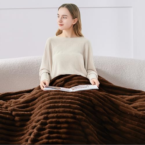 BEDELITE Ribbed Chocolate Brown Throw Blanket for Couch, 50"x60" - Image 3