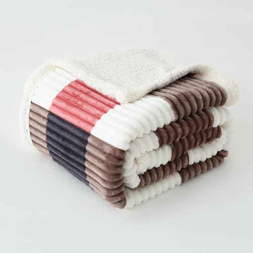 PU MEI Sherpa Blanket Twin Plaid Thick Bed Blanket, 60”*80” Super Soft Flannel Fuzzy Fleece Reversible Velvet Plush Warm Blanket for Couch (Black Red Check) - Image 7