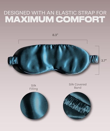 SUNDAYSILKS™ Exclusive Mulberry Silk Sleep Mask | Soft Eye Covers, Blackout Sleeping Mask for Women & Men | Silk Eye Mask for Sleep, Travel, and Relaxation | Antifaz para Dormir [Midnight Blue] - Image 6