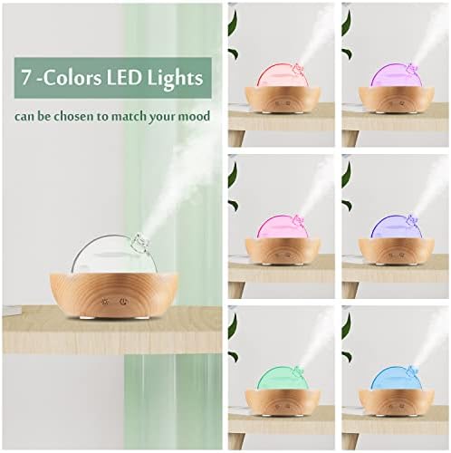 Glass Essential Oil Diffuser,Real Wood Base,Bluetooth Speaker,2025 Upgrade Aromatherapy Diffuser,Aroma Diffuse with Music Player,LED Light in 7 Colors，Home Office Bedroom（Non-Glass Reservoir） - Image 3