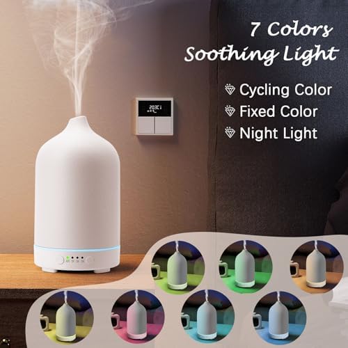 Diffuserlove Ceramic Diffuser 250ML Essential Oil Diffusers Aromatherapy Essential Oil Diffuser for Room Air Diffuser for Home Bedroom Stone Diffuser (White Big Size 250ml) - Image 4
