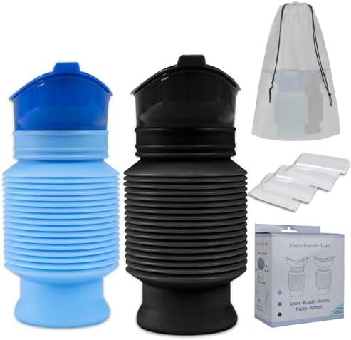 Pee Bottles for Men, Adjustable Emergency Urinal 2PCS, Car Pee Bottle for Men and Women, Portable Toilet for Car, Shrinkable Personal Mobile Toilet,Urine Bottle, Travelling, Traffic Jams & Hiking by KkaFFeHealth