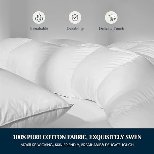 Serta Goose Feather Down Fiber Comforter King Size - 100% Cotton Cover Duvet Insert - Hotel Luxury Hypoallergenic Bedding Comforter All Season Medium Warmth 106 x 90 Inch White - Image 5