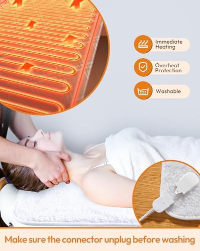 Massage Table Heating Pads Heated Massage Table Warmer 9 Heat Settings Professional SPA Bed Warmer (71" x 30"), Digital Heat Control Pad Electric Heating Pad, w/Overheat Protection White - Image 3