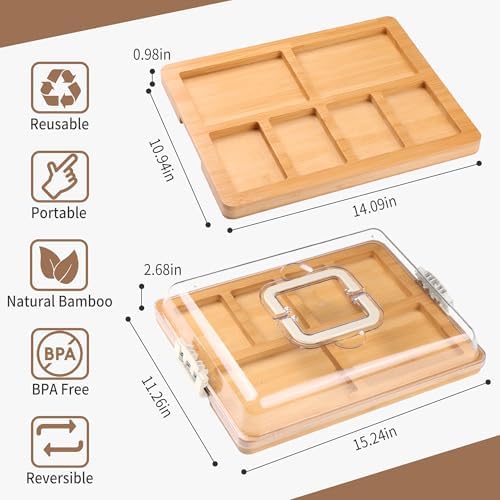 CAWIU Portable Charcuterie Board with Lid, Travel Cheese Board & Snack Tray - Image 5