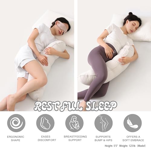 Peallow(Pat. Pend) – Long Round Body Pillow for Adults, Bolster Pillow for Sleeping, Soft and Supportive Pillow for Sleeping & Lumbar Support (Misty White, 29.5") - Image 5