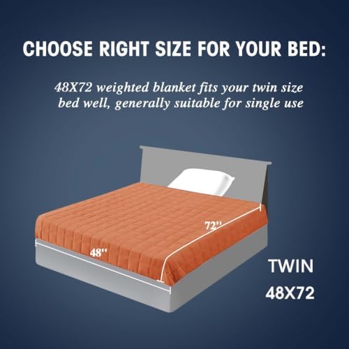 yescool Weighted Blanket for Adults (10 lbs, 48" x 72", Orange) Cooling Heavy Blanket for Sleeping Perfect for 90-110 lbs, Twin Size Breathable Blanket with Premium Glass Bead, Machine Washable - Image 2