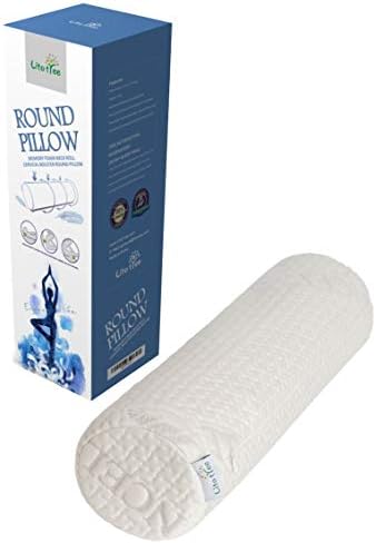 Comfort Memory Foam Neck Roll and Cervical Bolster Round Pillow with Removable Washable Soft Cover for Spine and Neck Back Lumbar Leg Vertebra Support (18x6 inch Pillow) by Homepage