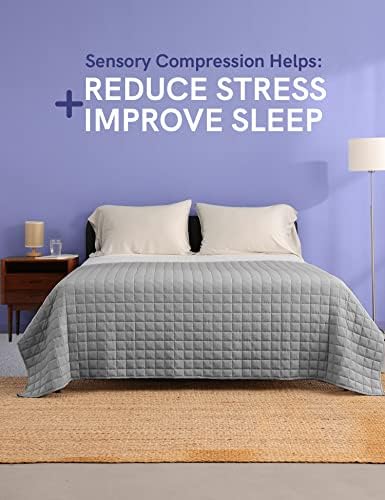 YnM 15lbs Weighted Blanket for Adults, Cotton Heavy Bed Throw Blanket with Cooling Glass Beads for All Season Use, Ideal for One Person of 140lbs (60x80 Inches, Queen Bed, Light Grey) - Image 3