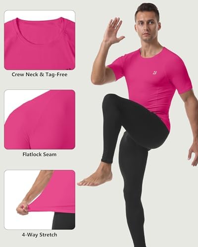Roadbox Compression Shirt Men Short Sleeve, Cool Dry Base Layer Athletic Undershirts, Workout T-Shirt for Sports Gym Running - Image 4