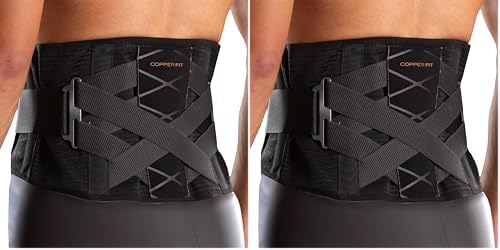 Copper Fit X-Back Brace for Lower Back Pain, Lumbar Support, Herniated Disc, Sciatica, Arthritis – Adjustable, Breathable Design - for Men and Women (2XL/3XL) (Pack of 2) by CopperFit