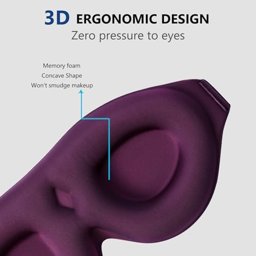 ALASKA BEAR Memory Foam Sleep Mask, Contoured 3D Eye Cups, Purple - Image 2
