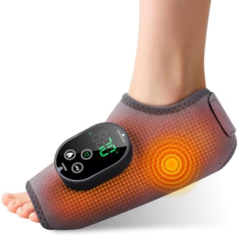 WoloyHeatie Cordless Foot Massager for Neuropathy, 3000mAh Rechargeable Ankle Heating Pad with Massage for Circulation, Foot Ankle Pain Relief Massager, Gray by WoloyHeatie