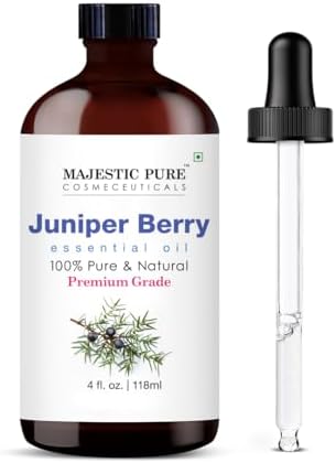 Majestic Pure Essential Oil with Glass Dropper - 100% Pure and Natural - Essential Oils for Diffuser, Aromatherapy, Soap and Candle Making, Juniper Essential Oil, Juniper Oil, 4 Fl Oz by BeautyandPersonalCare