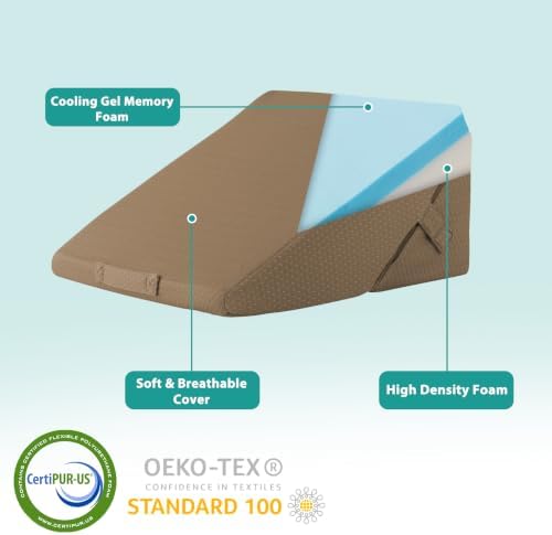 Bedluxe Wedge Pillow for Sleeping, Adjustable 9&12 Inch Foldable Bed Wedge Pillow Set, Orthopedic Memory Foam Triangle Pillows Wedge, 7-in-1 Elevated Pillows for Leg and Back Support, Brown - Image 7