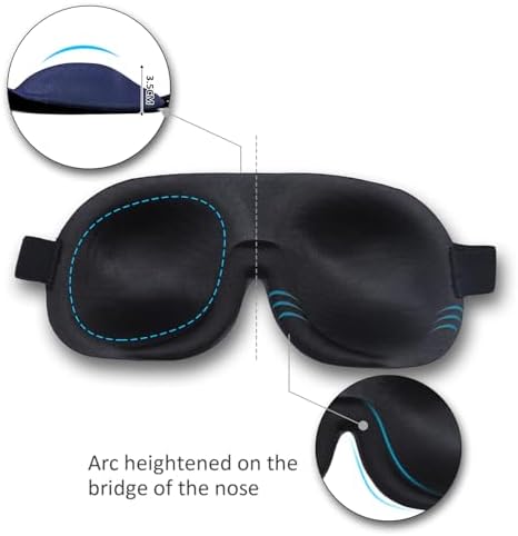Sleep Mask Invisible Alar Deep Orbit 3D Eye Mask Ultra Lightweight & Comfortable Sleeping Mask for Travel, Nap, Shift Works,XL Deep Blue - Image 3