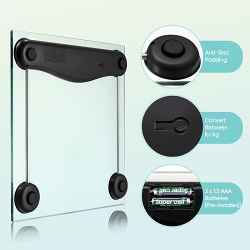 Etekcity Digital Body Weight Bathroom Scale, 6mm Tempered Glass, Black - Image 5
