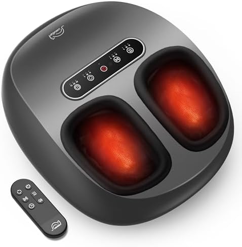 Foot Massager with Heat Compression Kneading Rolling Shiatsu Feet Massager for Plantar Fasciitis Neuropathy, Large Size 14" Remote Control Foot Heater/Heated Feet Warmer Gifts/Presents for Women,Men by Snailax