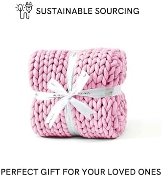 YnM Chunky Throw Blanket, Medium-Weight, Hand Knitted, Skin Friendly, Ventilated and Breathable, Machine Washable, Home Décor Piece for Couch, Sofa and Bed (Fancy Pink, 50x70 Inch) - Image 5