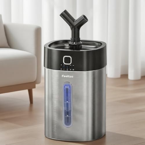 Feekaa Stainless Steel Humidifier, Easy Clean Dishwasher Safe, 4L/1Gal Cool Mist Humidifiers for Bedroom, Humidifiers for Baby, Humidifier Large Room for Nursery, Plant, Office, Living Room, Black by Smallappliancesbigchange