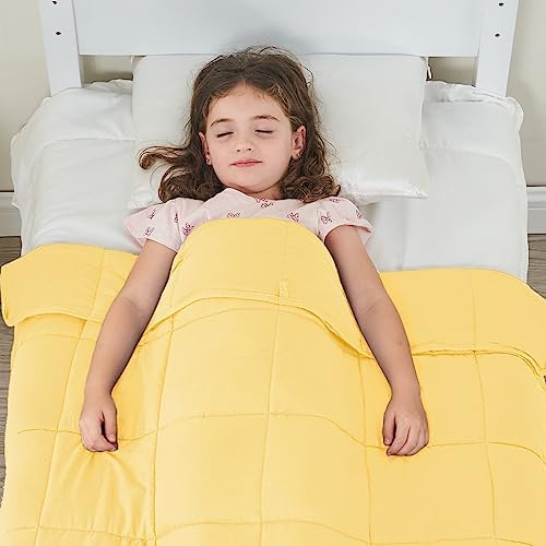 yescool Weighted Blanket (5 lbs, 36" x 48", Yellow) Cooling Heavy Blanket, Perfect for 40-60 lbs, Breathable Throw Blanket Gifts with Premium Glass Bead, Machine Washable - Image 3