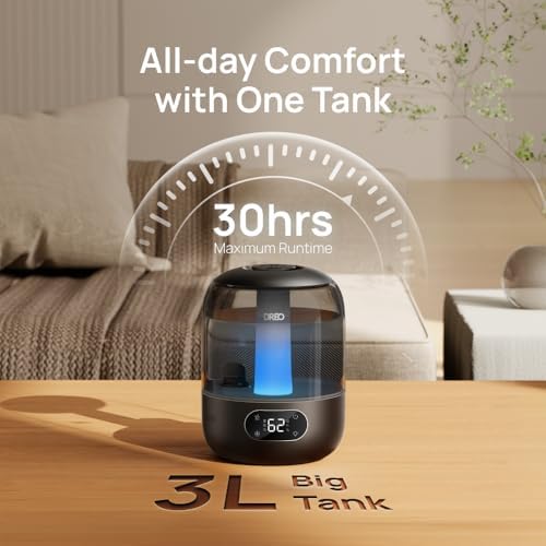 DREO 3L Humidifiers for Bedroom, 30H Runtime, 26 dB Quiet, Black - Image 6