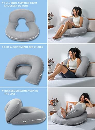 INSEN Reading Pillow, Back Pillow for Sitting in Bed and Couch, Gaming Pillow for Adults, Sit Up Support for Bed, Cooling Tencel, Grey - Image 2