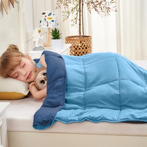 yescool Blue Weighted Blanket 5 Pounds Cooling Weighted Lap Blanket, Heavy Blankets, Weighted Throw Blanket Gifts for 40-60lbs, 36"x48" - Image 4