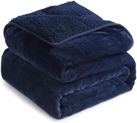 Cottonblue Weighted Blanket 20lbs 60x80 Inches, Navy Blue ​Sherpa Blanket Throw Sofa Bedding Heavy Blanket for Adults, Soft Cozy Fleece Blanket On Queen Bed, Plush Fleece Minky 20 lb Weighted Blanket by Cottonblue