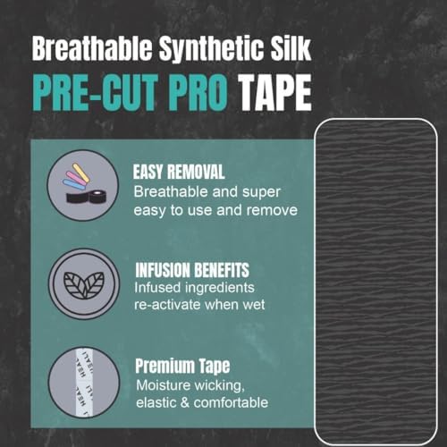 Heali Kinesiology Tape 3 Pack, Magnesium & Menthol Infused, Elastic Sports Tape, Shoulder, Knee, Elbow, Ankle, Waterproof, Latex Free, Muscle Recovery, K Tape, Black Zebra - Image 2