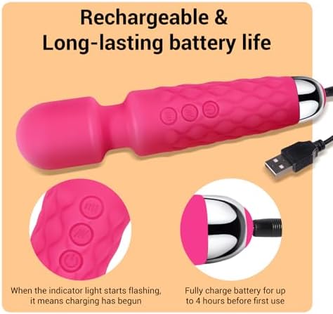 Handheld Massager,Power Wand Wireless Rechargeable Vibrating Massager, Body Massaging for Woman and Back Neck Muscle Aches (Pink) - Image 5