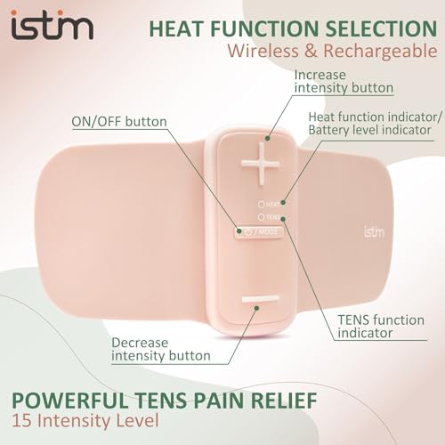 iStim S1 Wireless TENS Unit for Menstrual Relief – Period Pain Relief Device for Period Cramps and Back Pain, TENS Machine with Heat, Rechargeable Drug-Free TENS Massager with Japanese Gel Pads - Image 3