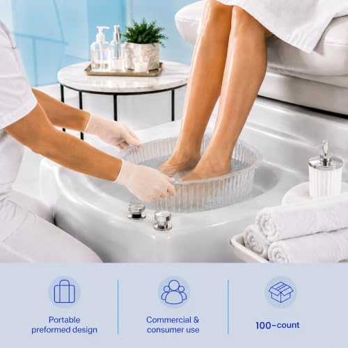 ForPro Professional Collection Universal Pedi Bath Liners - 50% THICKER - Fit Footsie Bath, Disposable Pedicure Foot Tub Liners for Foot Spa Basins & Foot Bath Soaks, Clear, 100-Count - Image 7