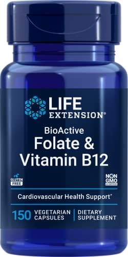 Life Extension BioActive Folate & Vitamin B12, 150 Vegetarian Capsules - Non GMO, Gluten Free Supplement by LifeExtension