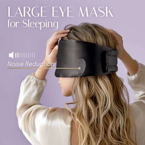 Silk Sleep Mask Soft Pressureless: 100% Mulberry Silk for Eye Skin Anti Wrinkles, Large Size for Total Blackout, Adjustable Wide Velcro Ear Cover - Image 5