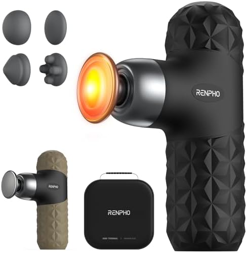 RENPHO Mini Thermal Massage Gun with Heat, Color Silicone Casing, 4 Speeds by RENPHO