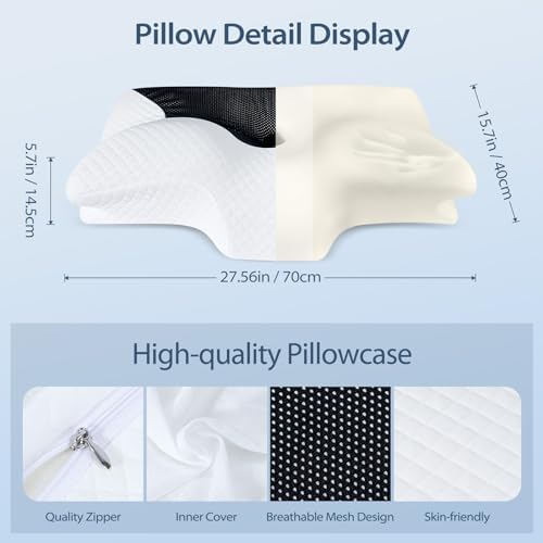 HOMCA Cervical Pillow, Ergonomic Memory Foam Neck Pillow for Pain Relief - Image 5