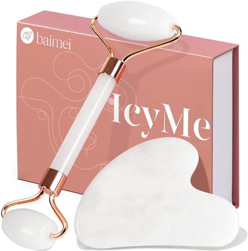 BAIMEI IcyMe Jade Roller & Gua Sha Facial Tool Set for Face Depuffing by BAIMEI