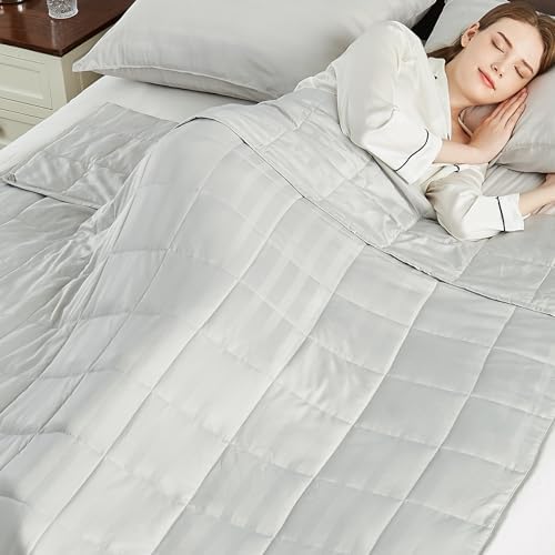 Weighted Blanket Kids (36"x48" 5lbs),Ultra Soft and Cozy Cooling Weighted Blanket Kids,Heavy Blanket with Machine Washable Soft Blanket, Light Grey by anfie