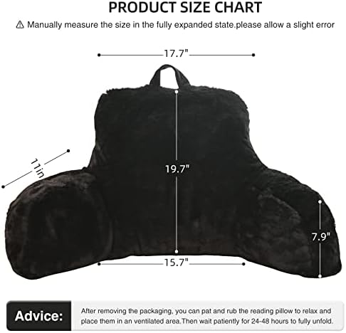Aimuan Reading Pillow Bed Rest Wedge Large Adult Backrest Pillow with Arms Back Support for Sitting Up in Bed Cushion Incline Rest Sleeping Snoring Pillow, Black Large - Image 3