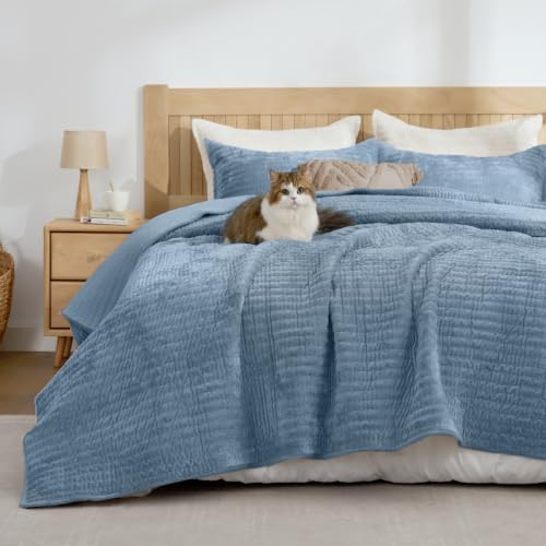 BEDELITE Velvet Quilt Set Queen Size, Luxury Velvet Comforter Bedding - Image 2