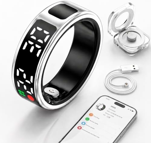 Smart Ring Fitness Tracker No Subscription (Silver, 8#) by Mositear