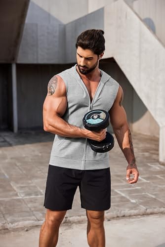 COOFANDY Men's Workout Hooded Tank Tops 2 Pack Zip Up Sleeveless Gym Shirts Muscle Cut Off T Shirt Bodybuilding Hoodies - Image 3