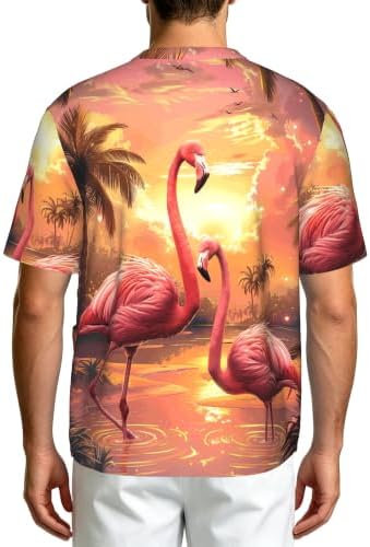 Men's Scrub Top,V-Neck Spill Wrinkle Resistant,3 Pockets-Flamingo Paradise (7) - Image 2