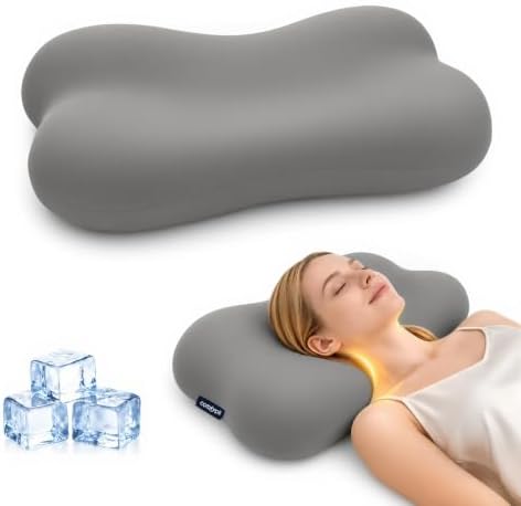 Cervical Neck Pillow for Sleeping, Memory Foam Pillows, Grey by COMFYPIL