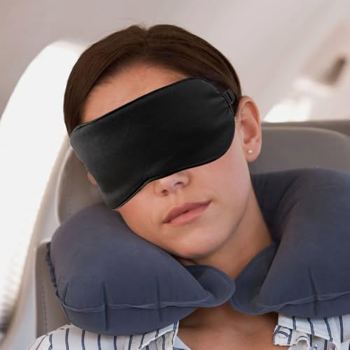 2 PCS Black Satin Sleep Masks, Adjustable Silk Eye Mask for Sleeping, Blind Folds Soft Breathable Blindfold for Adults Couples Play Party Games Airplane Travel Essentials Eye Covers Patches Night Mask - Image 4