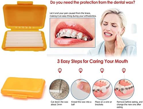 Braces Cleaning Kit for Teeth, Portable Orthodontic Toothbrush Kit Oral Care Dental Travel Kit - Interdental Brush Dental Wax Dental Floss Toothbrush Box (Orange) - Image 3