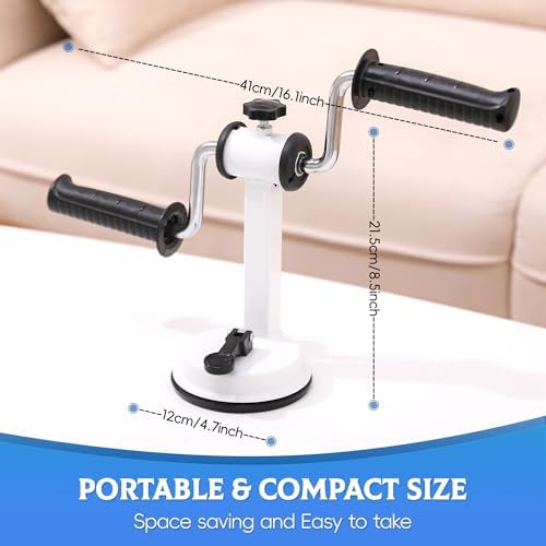 Arm Bike for Physical Therapy, Home Fitness Desk Bike for Seniors, Portable Rehabilitation Exerciser and Resistance Bands for Arm and Shoulder Workout with Adjustable Resistance, Powerful Sunction - Image 6